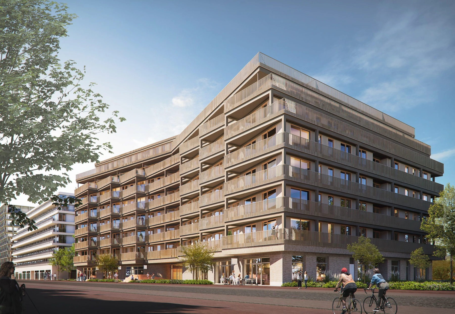 The Ark render vanaf het straatbeeld zuidgevel houtbouw